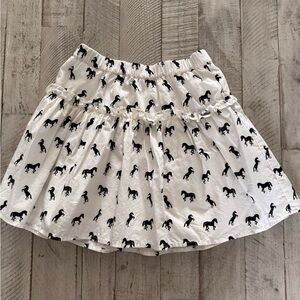 J.Crew Girls Tiered Skirt Wild Horse Print Black and White Size Medium